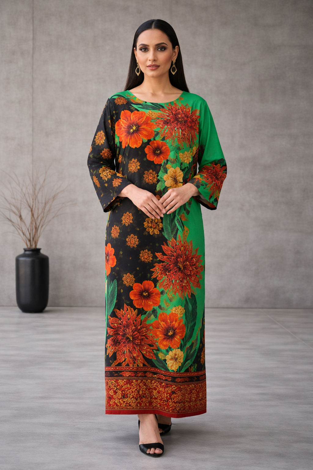 Emerald – Green & Black Kaftan