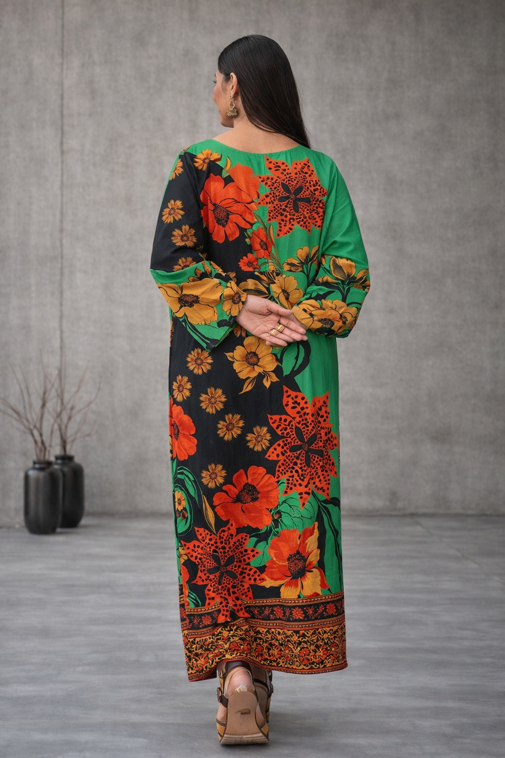 Emerald – Green & Black Kaftan