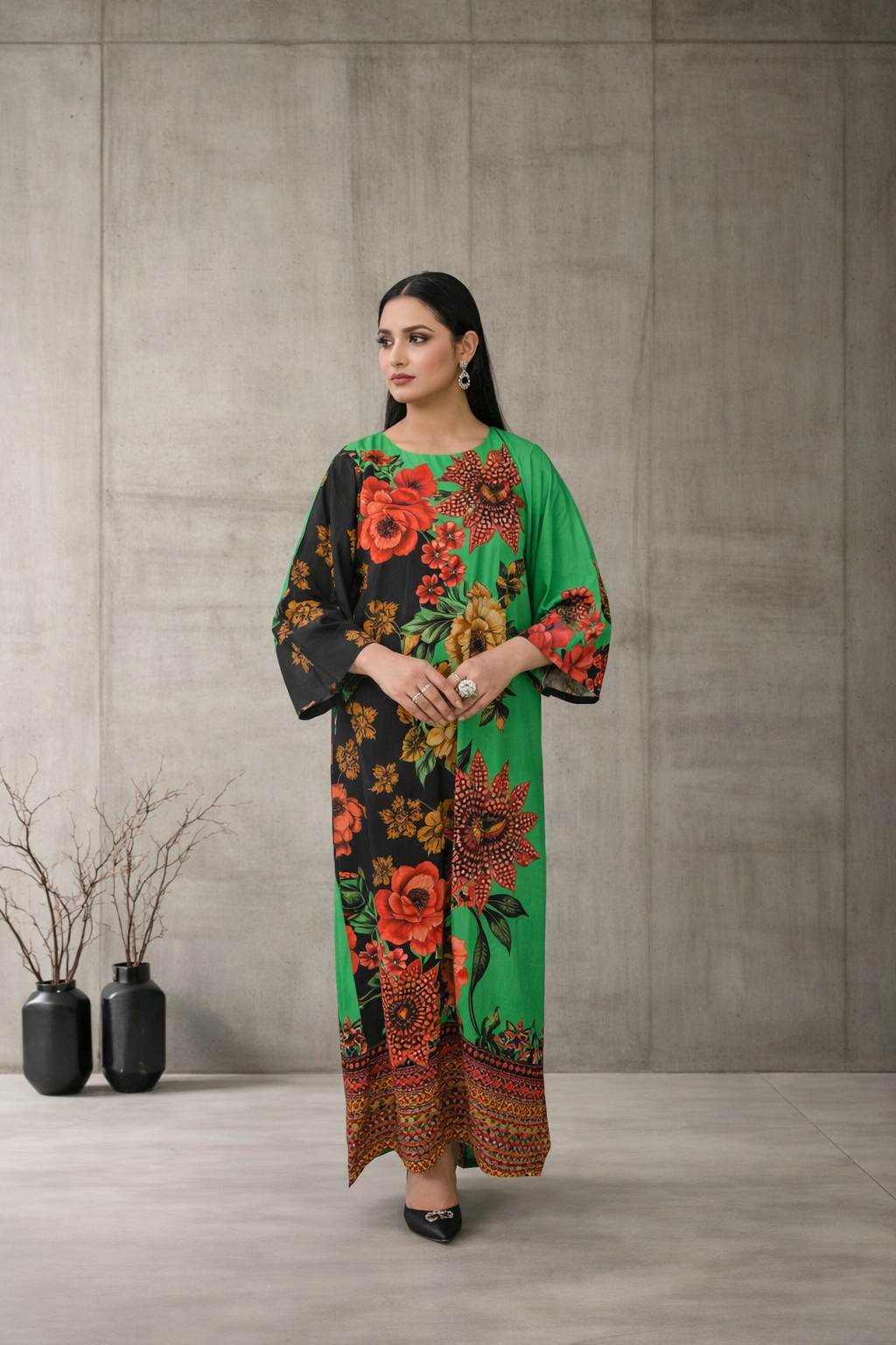 Emerald – Green & Black Kaftan