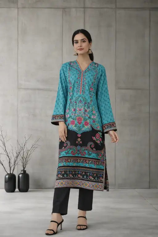 Turquoise Blossom -1pc Printed