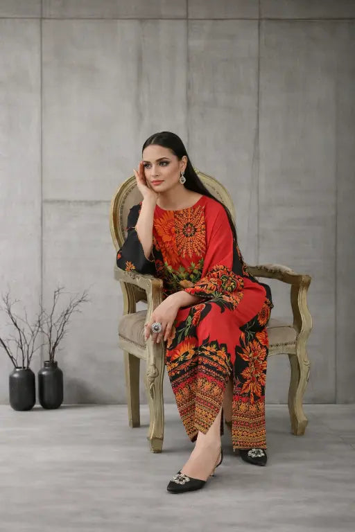 Eclipse – Black & Red Floral Kaftan