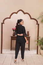 BLACK SCHIFFLI COORD SET