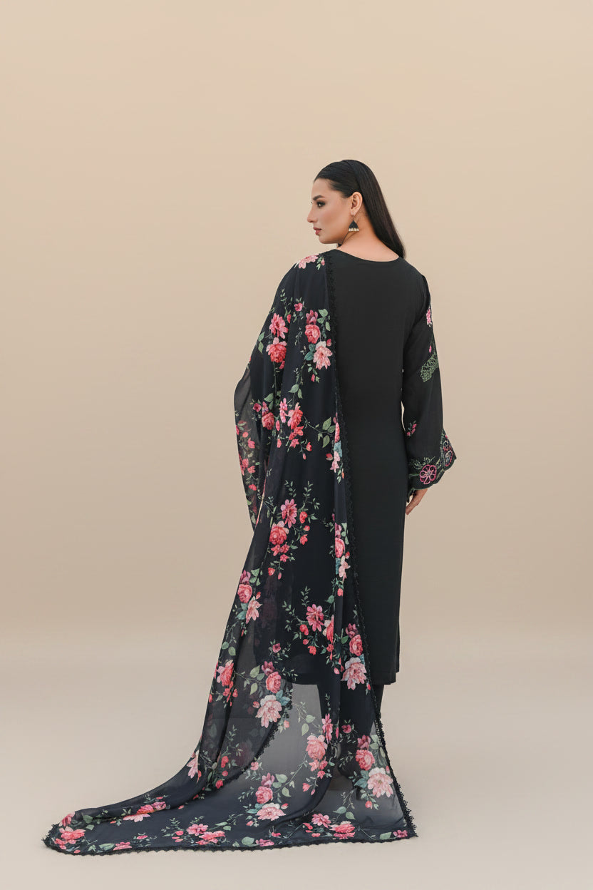 Mehr e Gul - 3pc Embriodered Silk