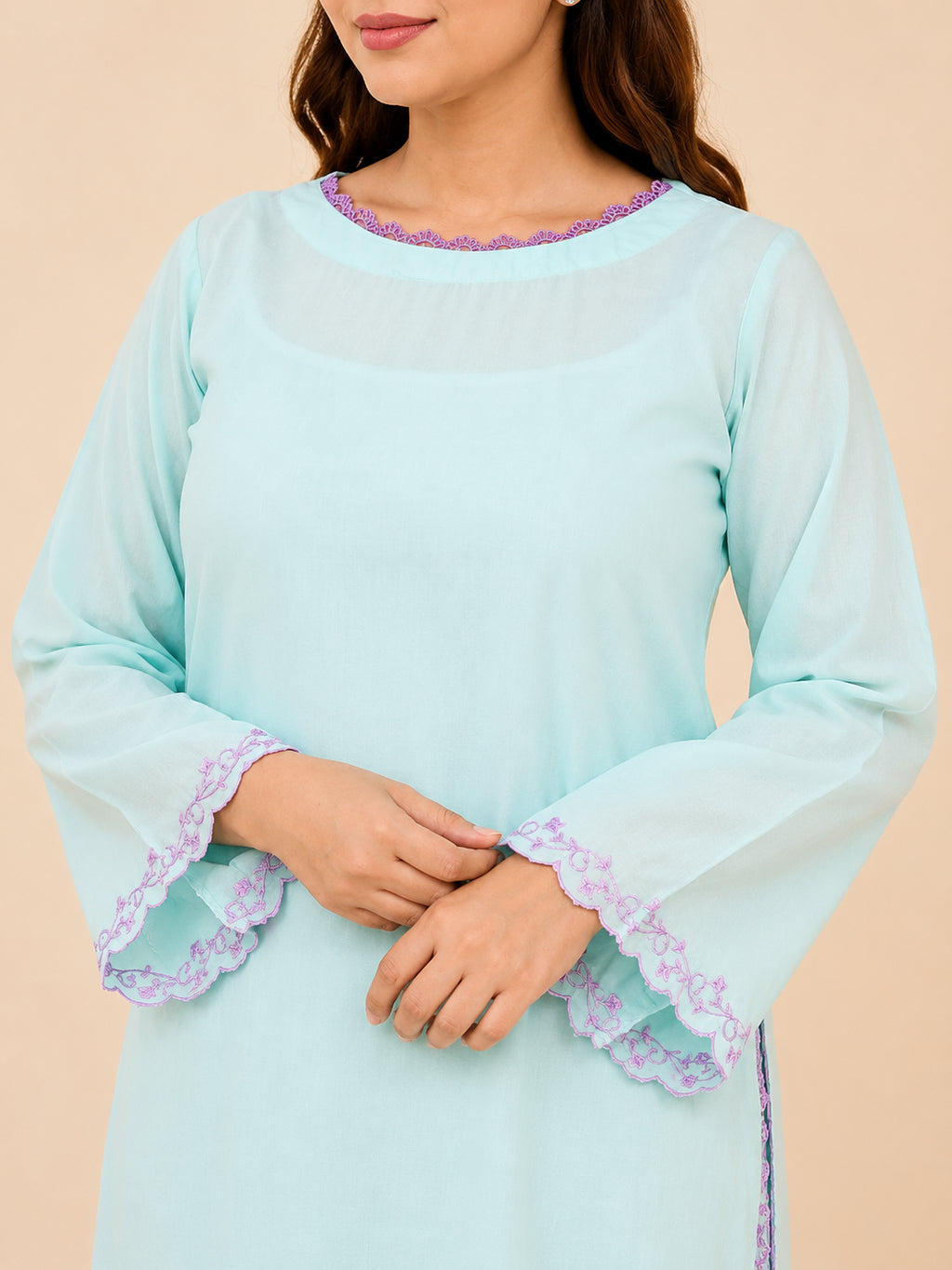 Bluebell Mist – Embroidered Shirt with Printed shalwar