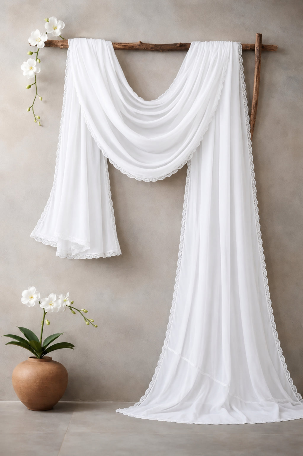 Dupatta - White
