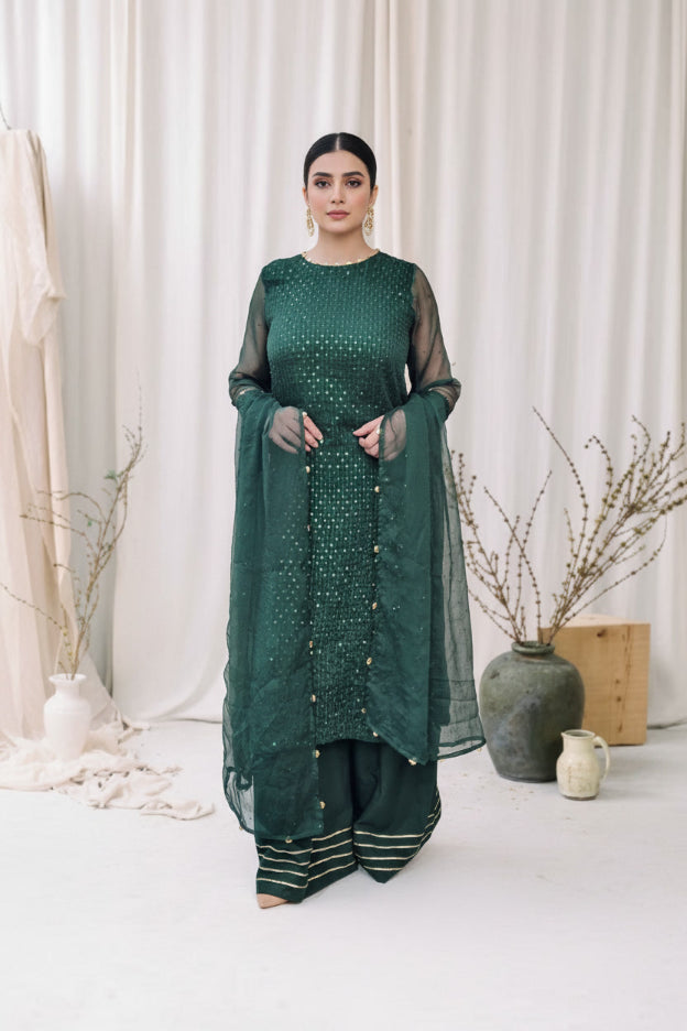 Emerald Aura - 3pc sequin work