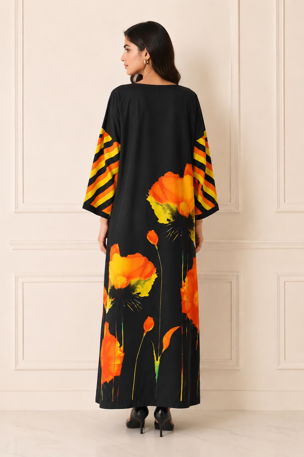 Black Floral Kaftan