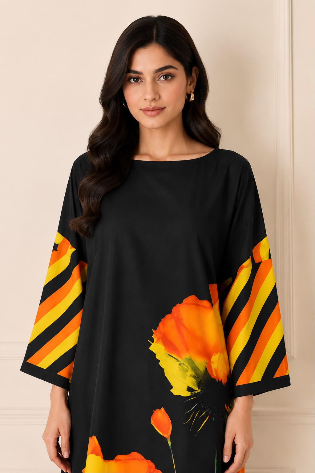 Black Floral Kaftan