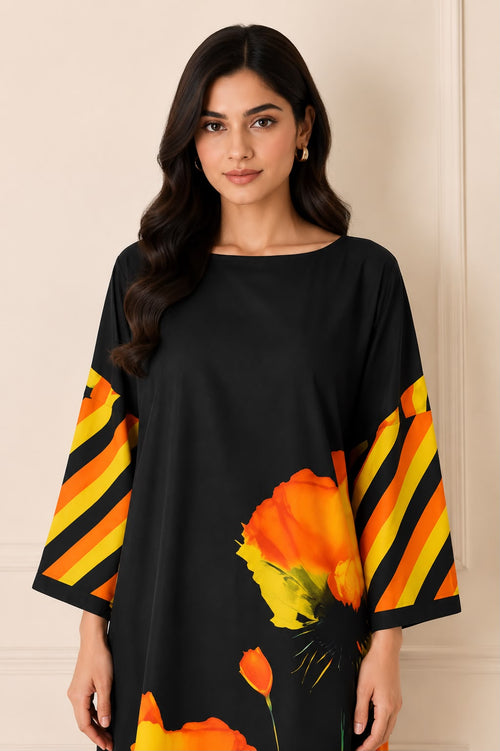 Black Floral Kaftan