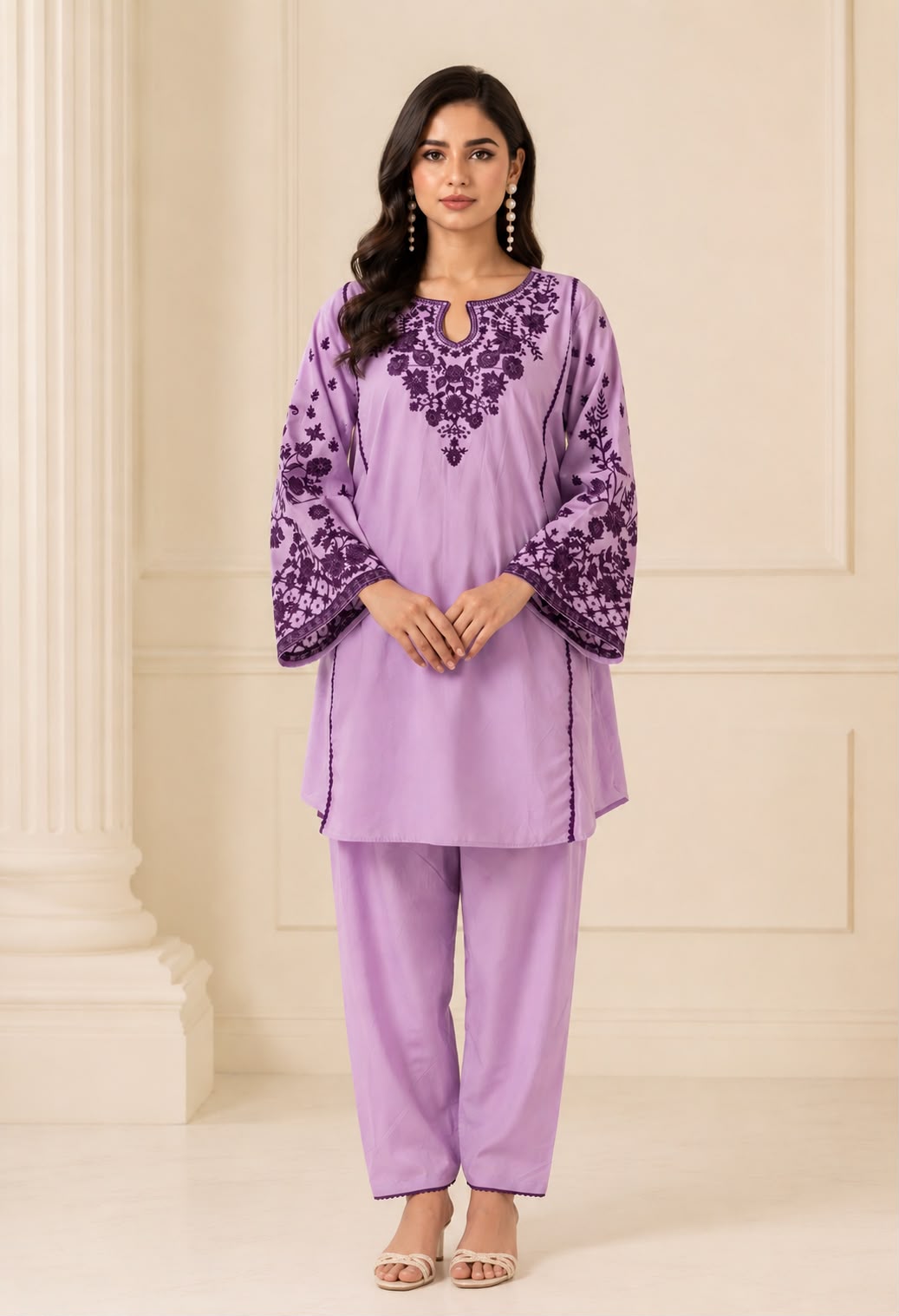 Lavender Bloom – Embroidered Lawn Suit