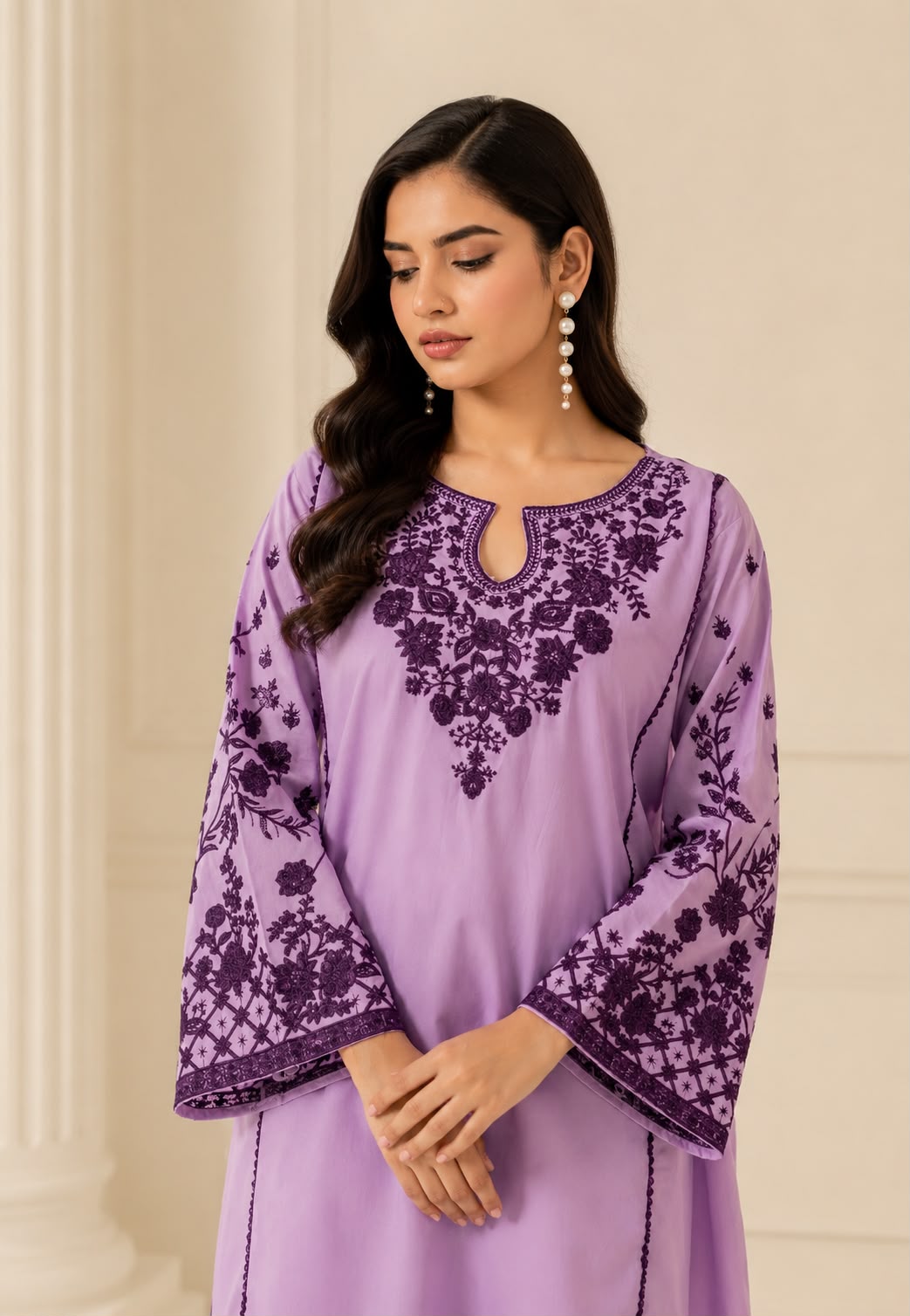 Lavender Bloom – Embroidered Lawn Suit