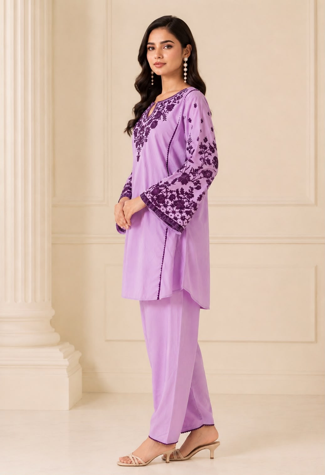 Lavender Bloom – Embroidered Lawn Suit