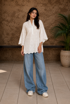 IVORY SCHIFFLI COORD SET