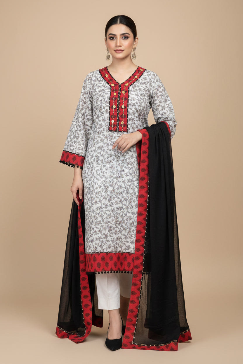 Crimson - 2pc Printed lawn